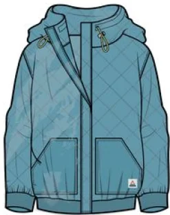 Clementine Recycled Quilted Button Up Hoodie - Blue Pool