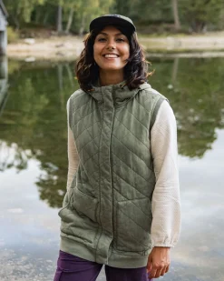 Clementine Recycled Quilted Vest - Khaki