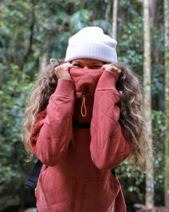 Clementine Recycled Quilted High Neck - Red Ochre