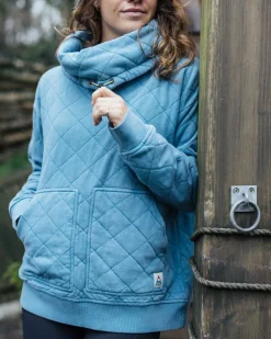 Clementine Recycled Quilted High Neck - Bluejay