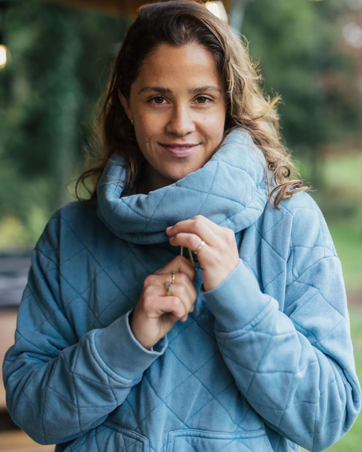 Clementine Recycled Quilted High Neck - Bluejay