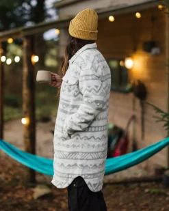 Cloudy 2.0 Recycled Sherpa Fleece Shirt - Mountain Geo Vintage White