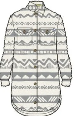 Cloudy 2.0 Recycled Sherpa Fleece Shirt - Mountain Geo Vintage White