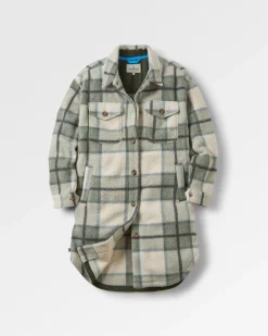 Cloudy Recycled Sherpa Fleece Shirt - Pistachio Check