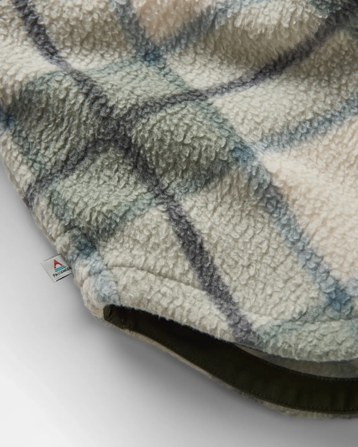 Cloudy Recycled Sherpa Fleece Shirt - Pistachio Check