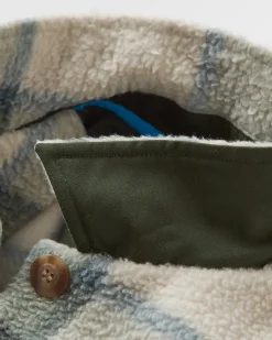 Cloudy Recycled Sherpa Fleece Shirt - Pistachio Check