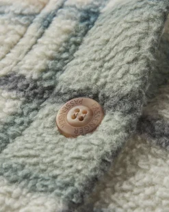 Cloudy Recycled Sherpa Fleece Shirt - Pistachio Check