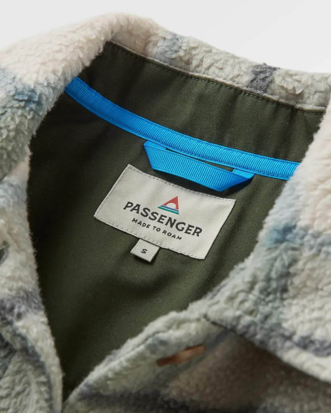 Cloudy Recycled Sherpa Fleece Shirt - Pistachio Check