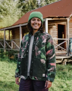 Clover Recycled Cotton-Lined Sherpa Fleece - Abstract Mountain Fir Tree