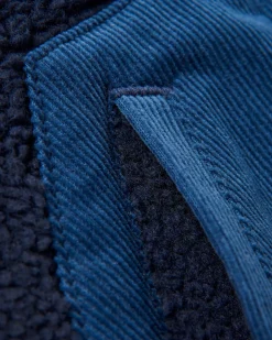 Clover Recycled Cotton-Lined Sherpa Fleece - Deep Navy