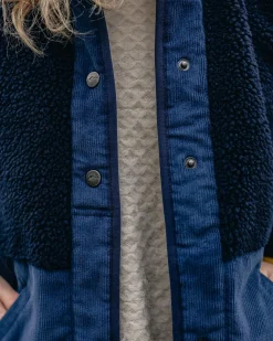 Clover Recycled Cotton-Lined Sherpa Fleece - Deep Navy