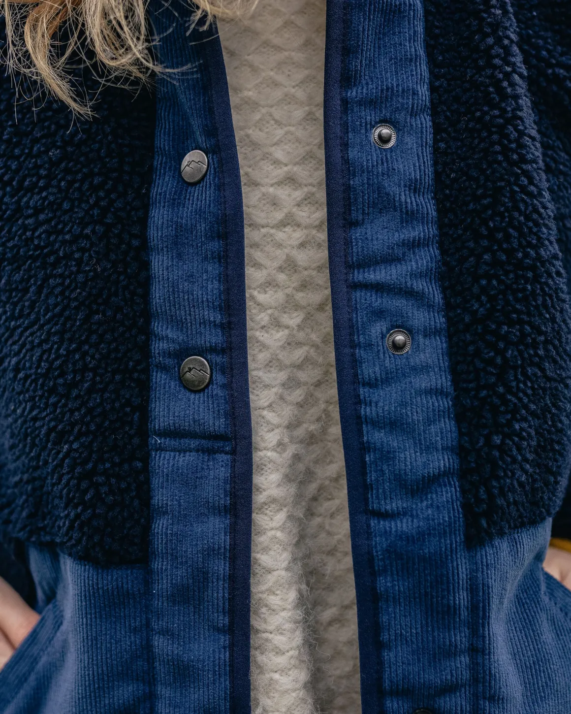 Clover Recycled Cotton-Lined Sherpa Fleece - Deep Navy