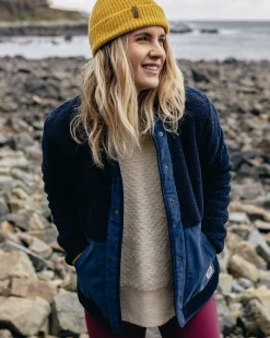 Clover Recycled Cotton-Lined Sherpa Fleece - Deep Navy