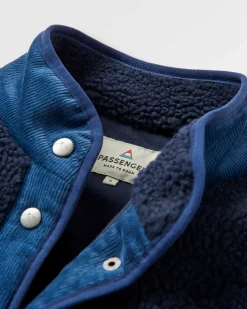 Clover Recycled Cotton-Lined Sherpa Fleece - Deep Navy