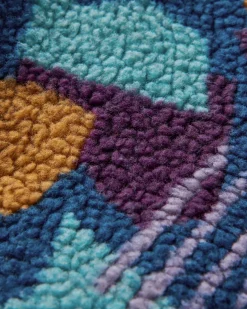 Clover Recycled Cotton-Lined Sherpa Fleece - Deep Blue Camo Pattern