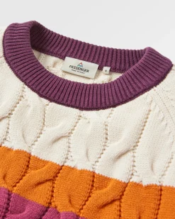 Comfort Organic Cotton Knitted Sweater - Rhubarb Multi Stripe