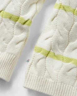 Comfort Stripe Organic Knitted Sweater - Lime Stripe