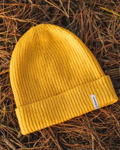 Compass Recycled Beanie - Mustard Yellow