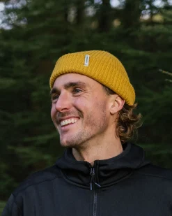 Compass Recycled Beanie - Mustard Yellow