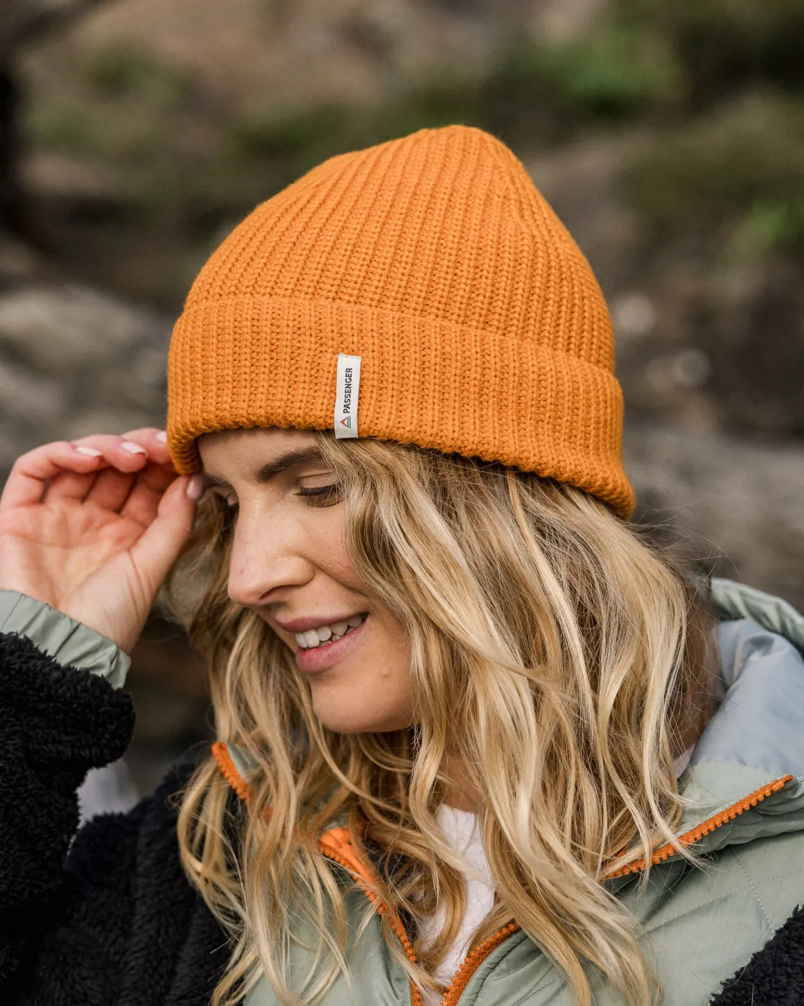 Compass Recycled Beanie - Sunrise Orange