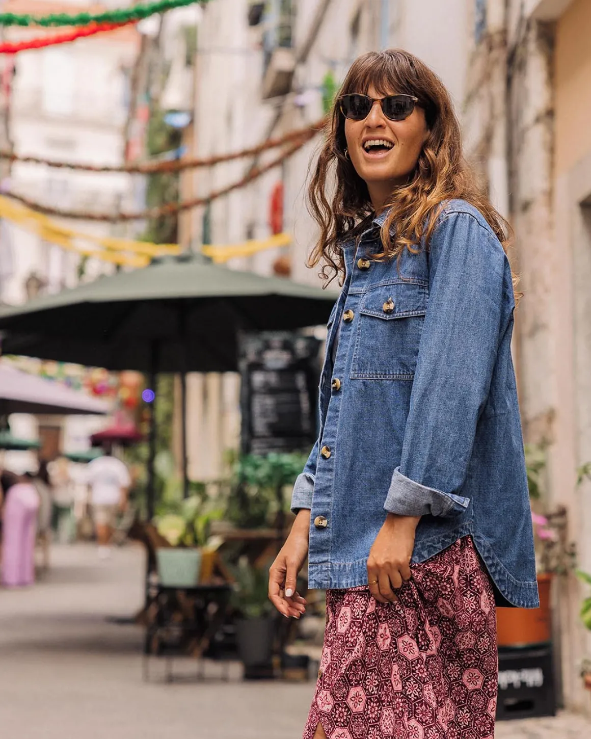 Coral Organic Cotton Long Sleeve Shirt - Washed Denim