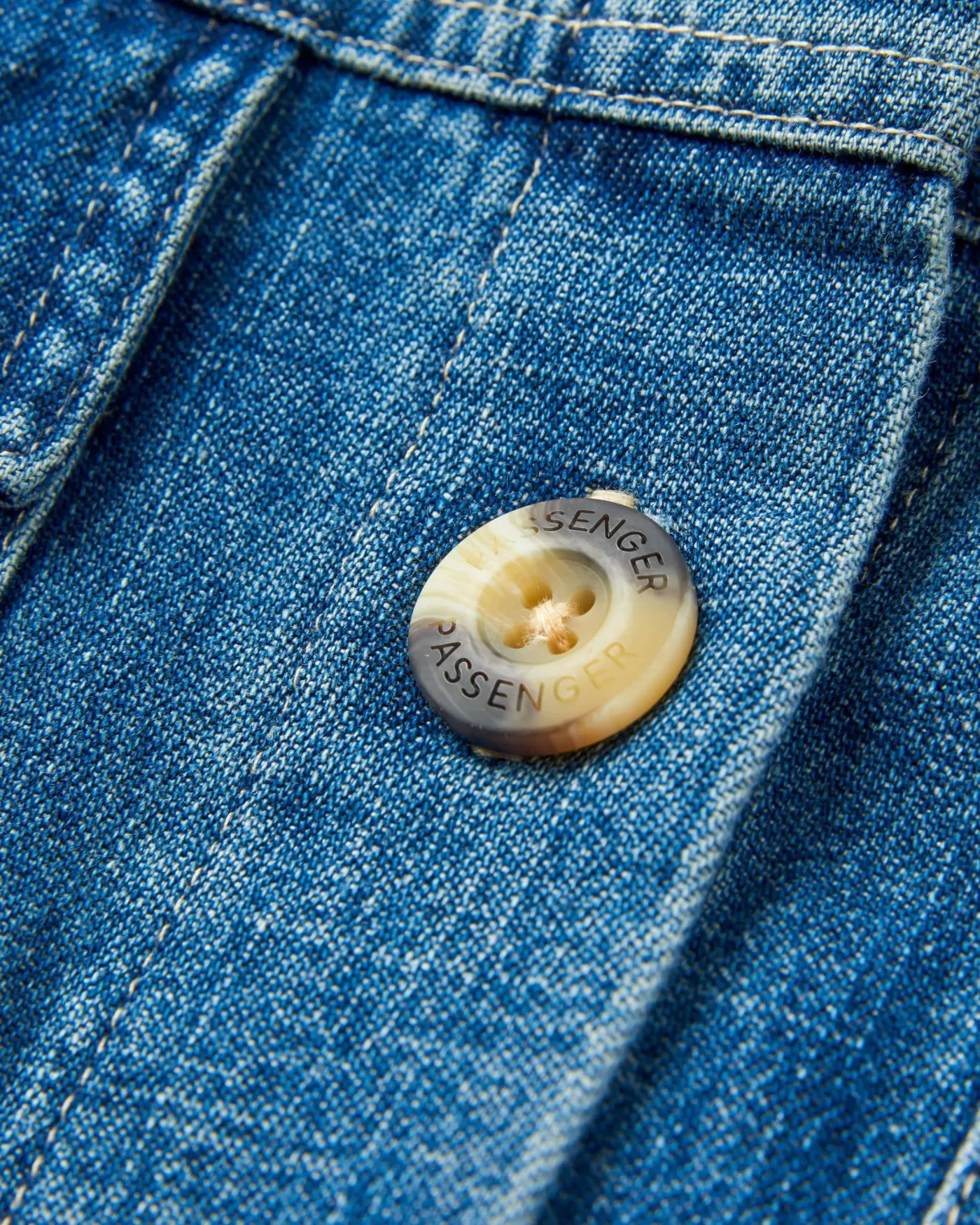 Coral Organic Cotton Long Sleeve Shirt - Washed Denim