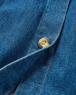 Coral Organic Cotton Long Sleeve Shirt - Washed Denim