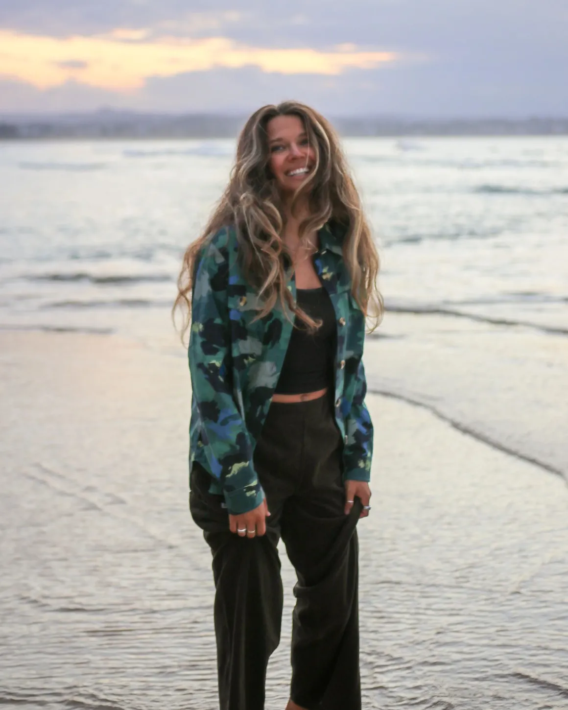 Coral Organic Cotton Long Sleeve Shirt - Alpine Camo Rain Forest