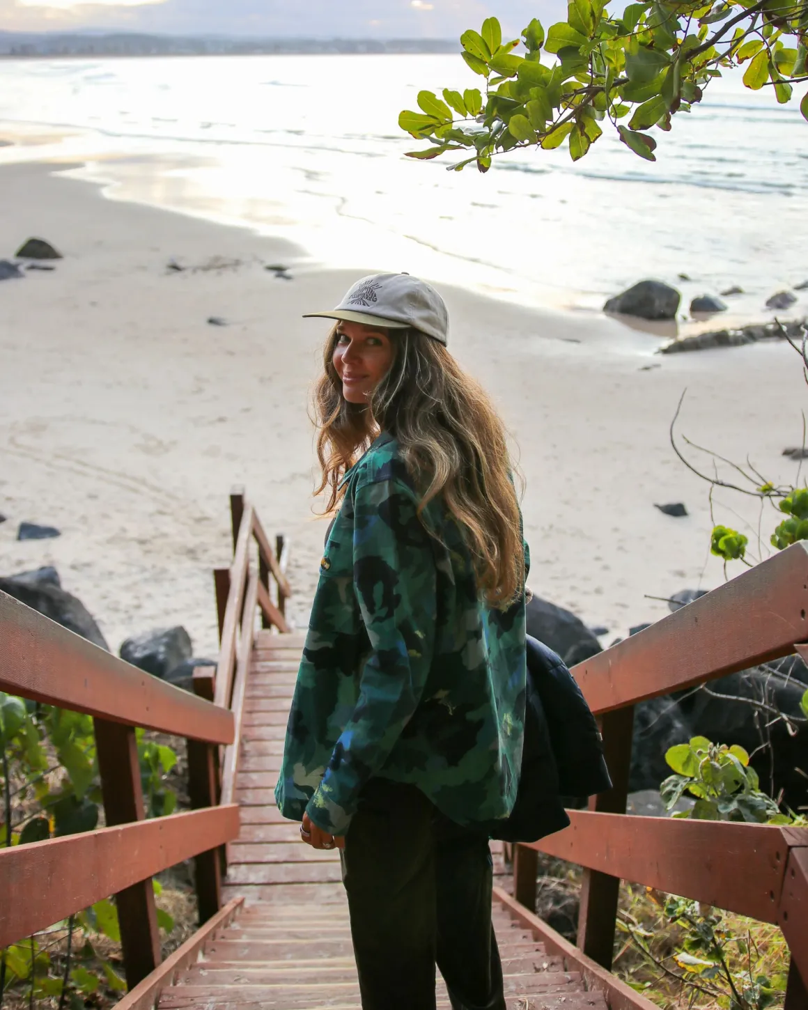 Coral Organic Cotton Long Sleeve Shirt - Alpine Camo Rain Forest