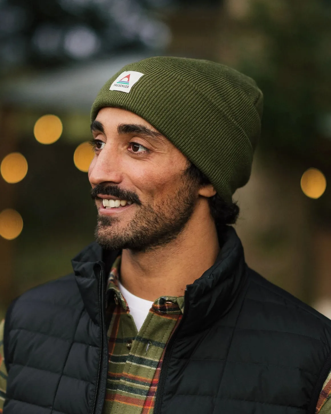Core Recycled Acrylic High-Top Beanie - Khaki Green