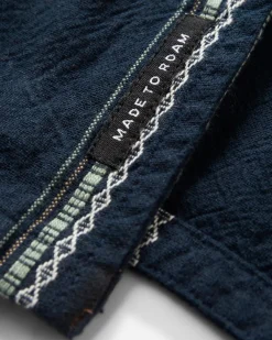 Cove Organic Cotton Short Sleeve Shirt - Deep Navy Jacquard Stripe