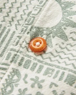 Cove Organic Cotton Short Sleeve Shirt - Vintage Patchwork Pistachio