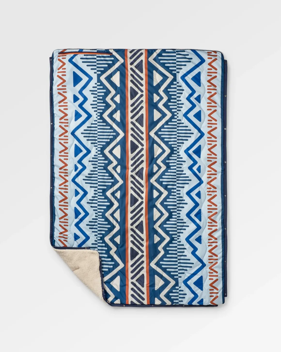 Cozy Recycled Sherpa Blanket - Mountain Geo Grey Blue