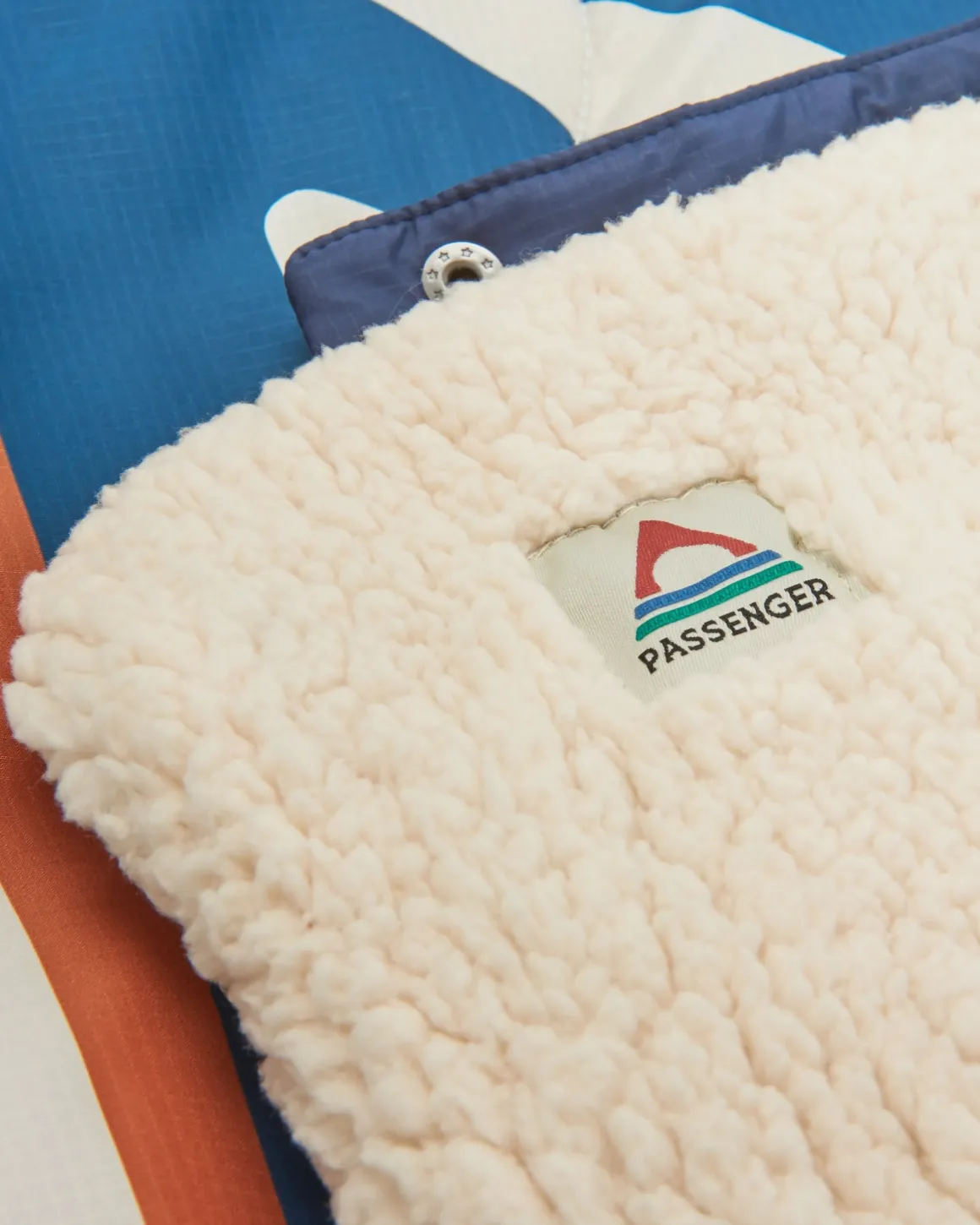 Cozy Recycled Sherpa Blanket - Mountain Geo Grey Blue