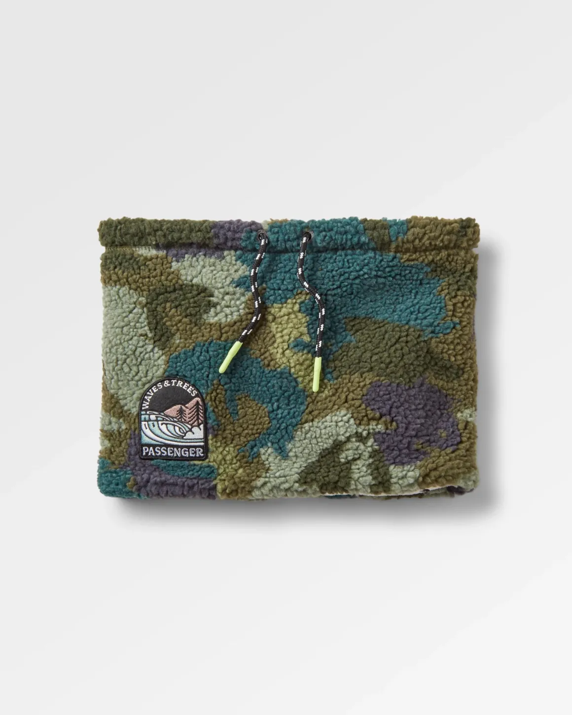 Cozy Recycled Sherpa Fleece Neck Gaiter - Alpine Camo Khaki Green