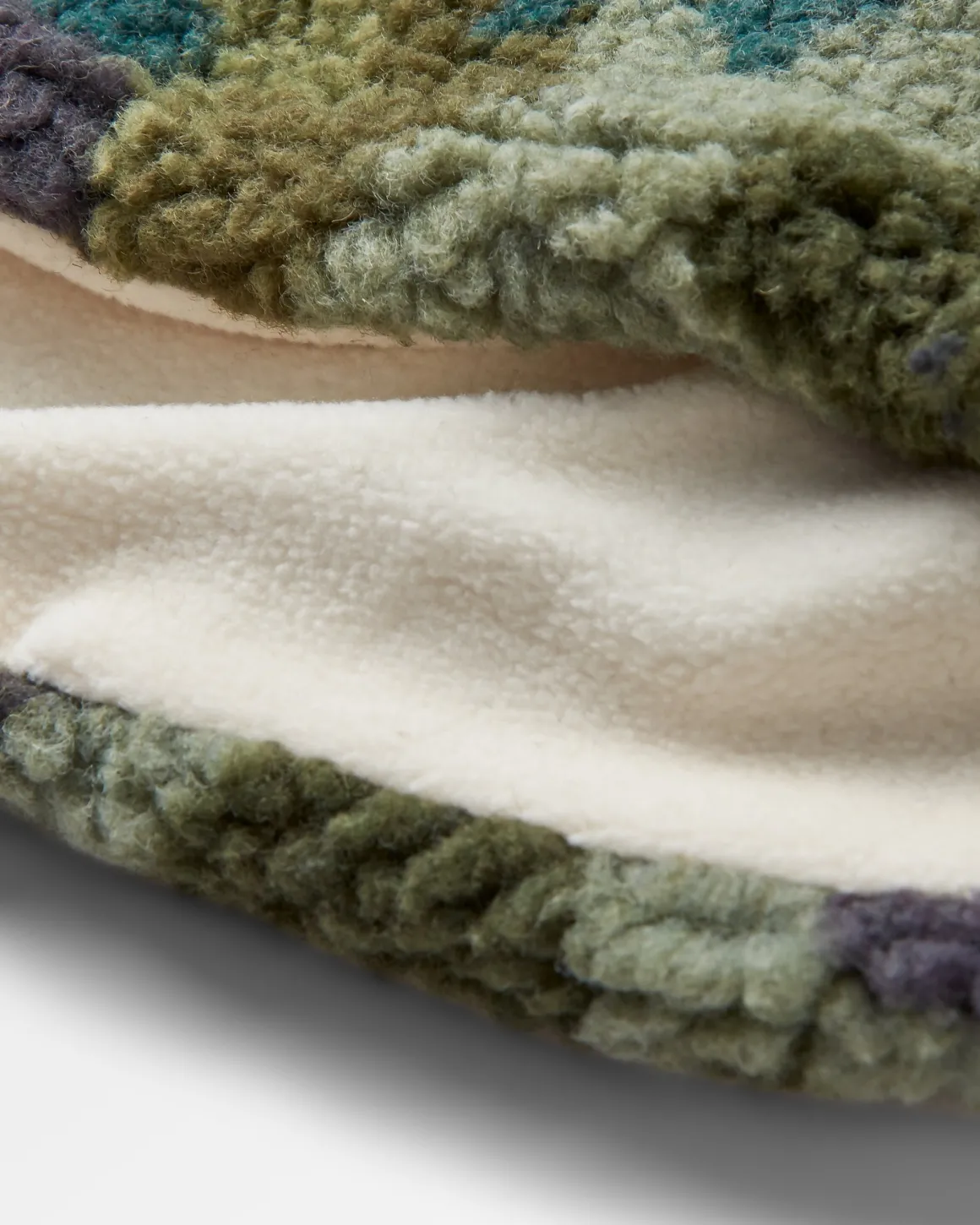 Cozy Recycled Sherpa Fleece Neck Gaiter - Alpine Camo Khaki Green