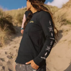 Dawn Recycled Cotton Long Sleeve T-Shirt - Black