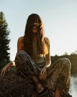 Daylily Loose Pants - Vintage Patchwork Navy