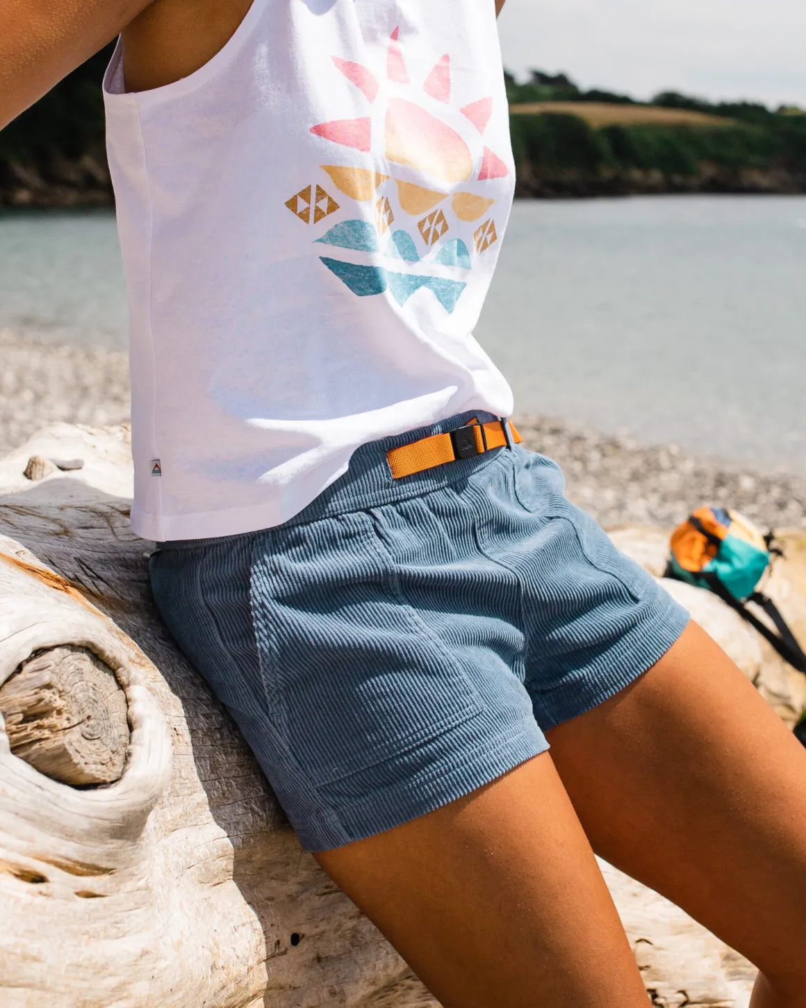 Del Sur Cord Short - Stone Blue