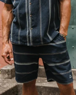 Drifter Organic Cotton Jacquard Shorts - Deep Navy Jacquard Stripe