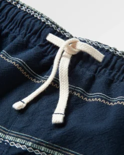 Drifter Organic Cotton Jacquard Shorts - Deep Navy Jacquard Stripe