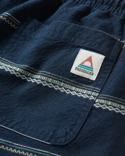 Drifter Organic Cotton Jacquard Shorts - Deep Navy Jacquard Stripe