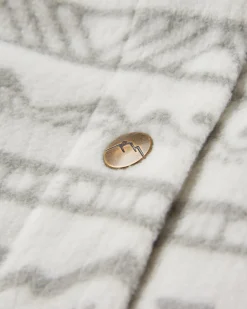 East Recycled Polar Fleece Long Sleeve Shirt - Mountain Geo Vintage White