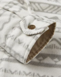 East Recycled Polar Fleece Long Sleeve Shirt - Mountain Geo Vintage White