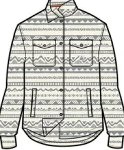 East Recycled Polar Fleece Long Sleeve Shirt - Mountain Geo Vintage White
