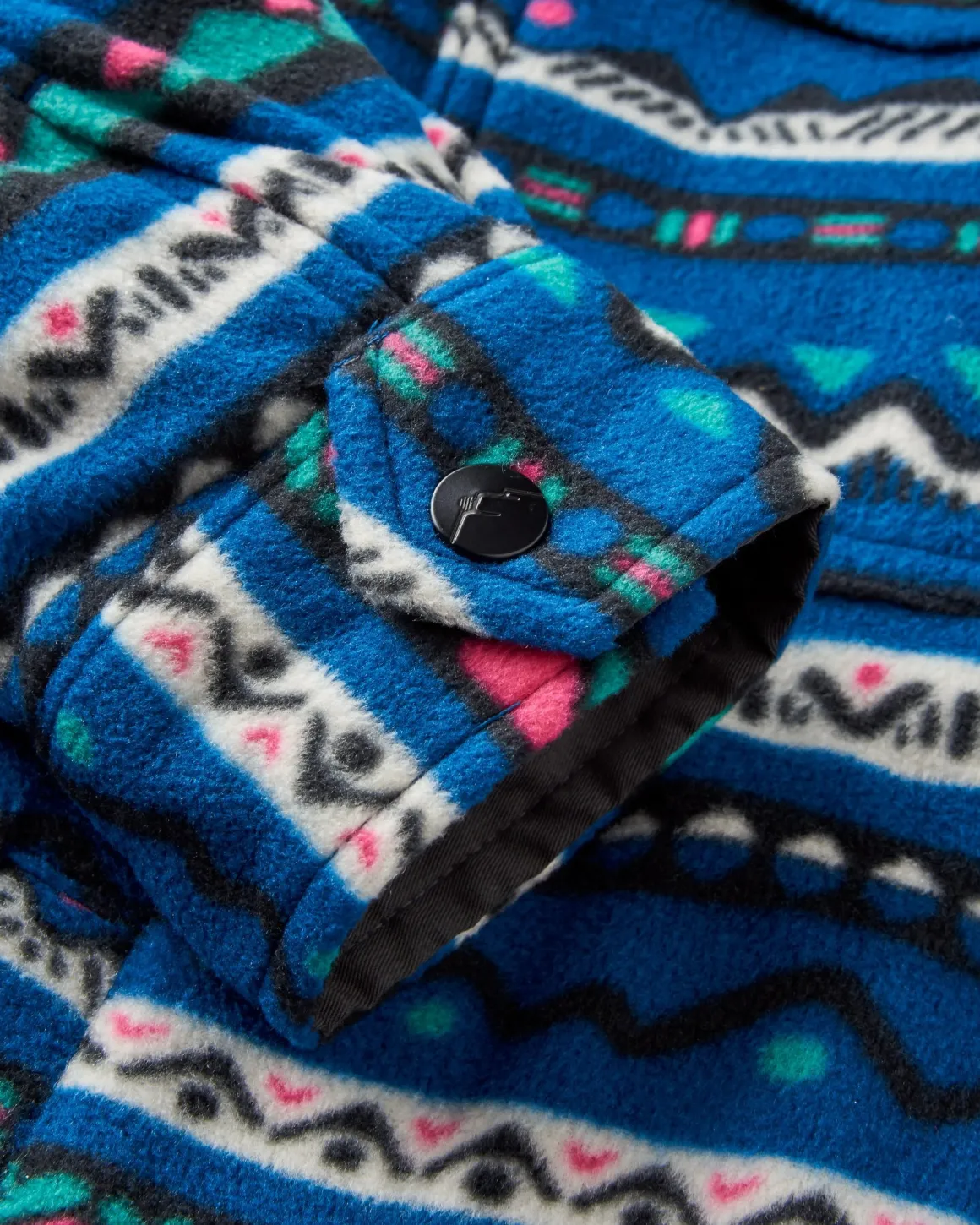 East Recycled Polar Fleece Long Sleeve Shirt - Mountain Geo Tidal Blue