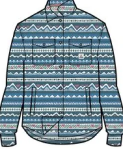 East Recycled Polar Fleece Long Sleeve Shirt - Mountain Geo Tidal Blue