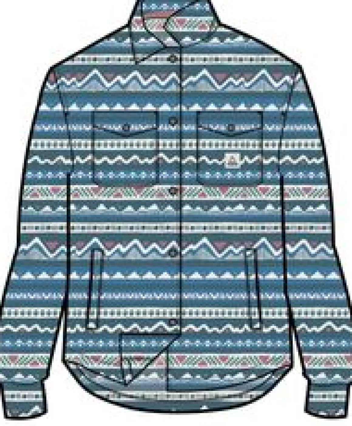 East Recycled Polar Fleece Long Sleeve Shirt - Mountain Geo Tidal Blue