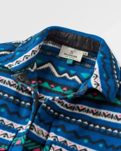East Recycled Polar Fleece Long Sleeve Shirt - Mountain Geo Tidal Blue