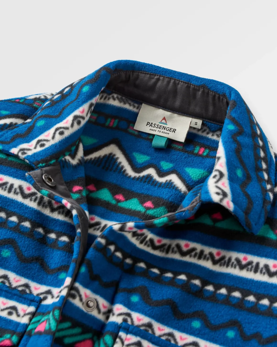 East Recycled Polar Fleece Long Sleeve Shirt - Mountain Geo Tidal Blue